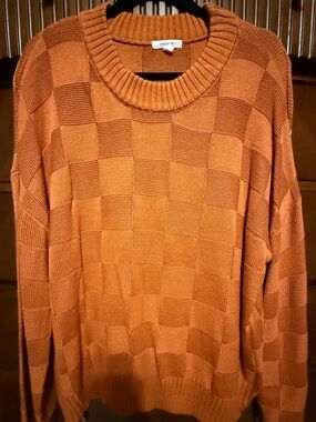Maurices Rust Orange Checker Knit Pullover Sweater